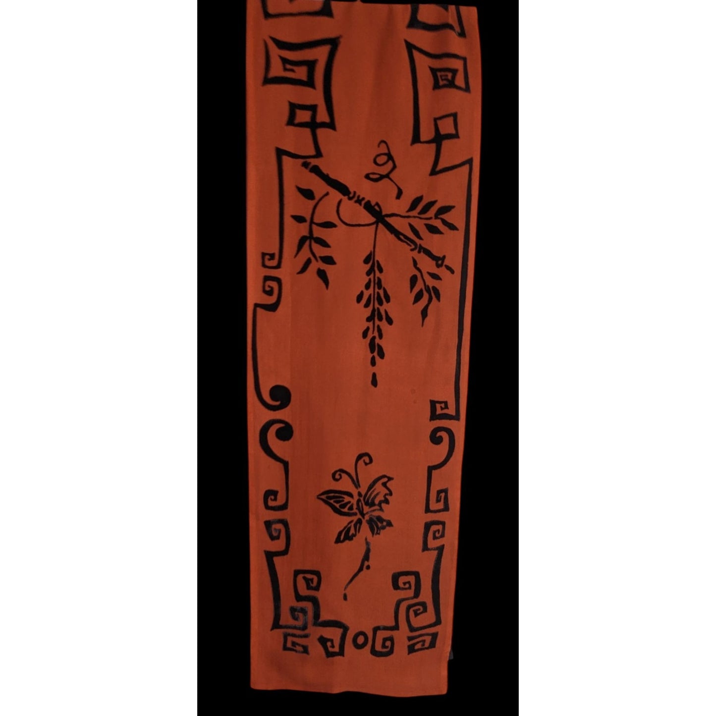 Vintage 90s Gothic Burnt Velvet Scarf With Intricate Butterfly & Phoenix Design 70x10 Inches