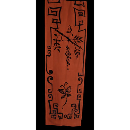 Vintage 90s Gothic Burnt Velvet Scarf With Intricate Butterfly & Phoenix Design 70x10 Inches