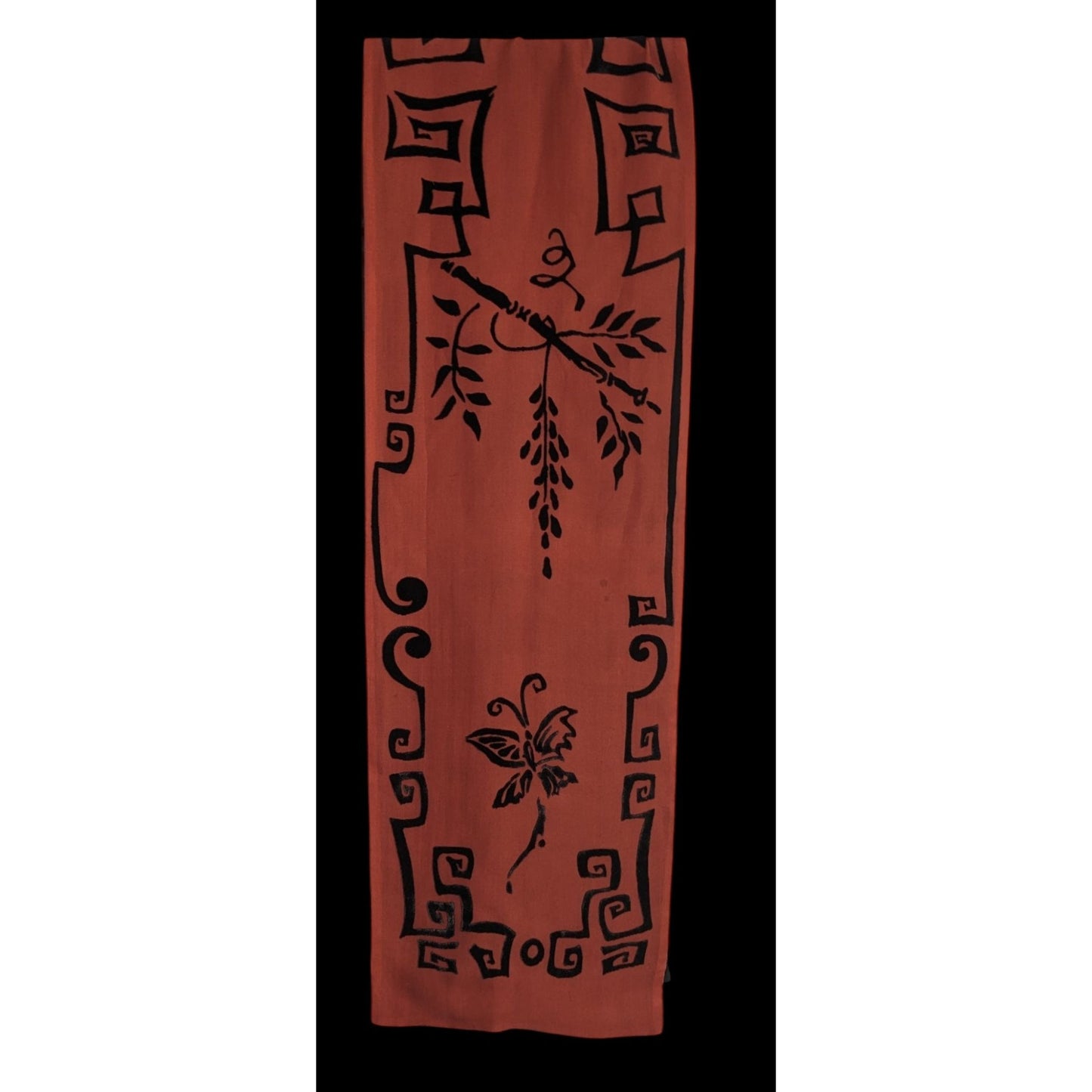 Vintage 90s Gothic Burnt Velvet Scarf With Intricate Butterfly & Phoenix Design 70x10 Inches