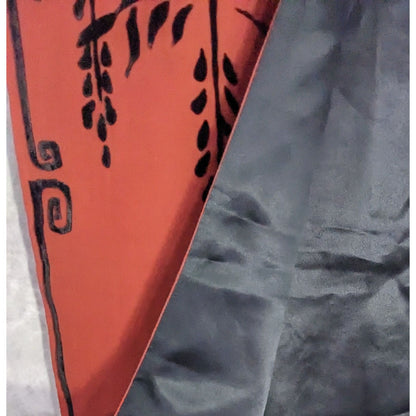 Vintage 90s Gothic Burnt Velvet Scarf With Intricate Butterfly & Phoenix Design 70x10 Inches