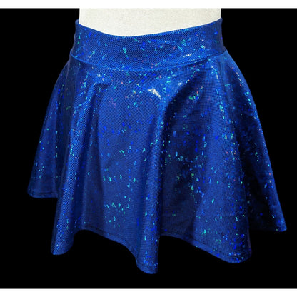 Piedmont Boutique San Francisco Holographic Blue Skater Skirt Size XS