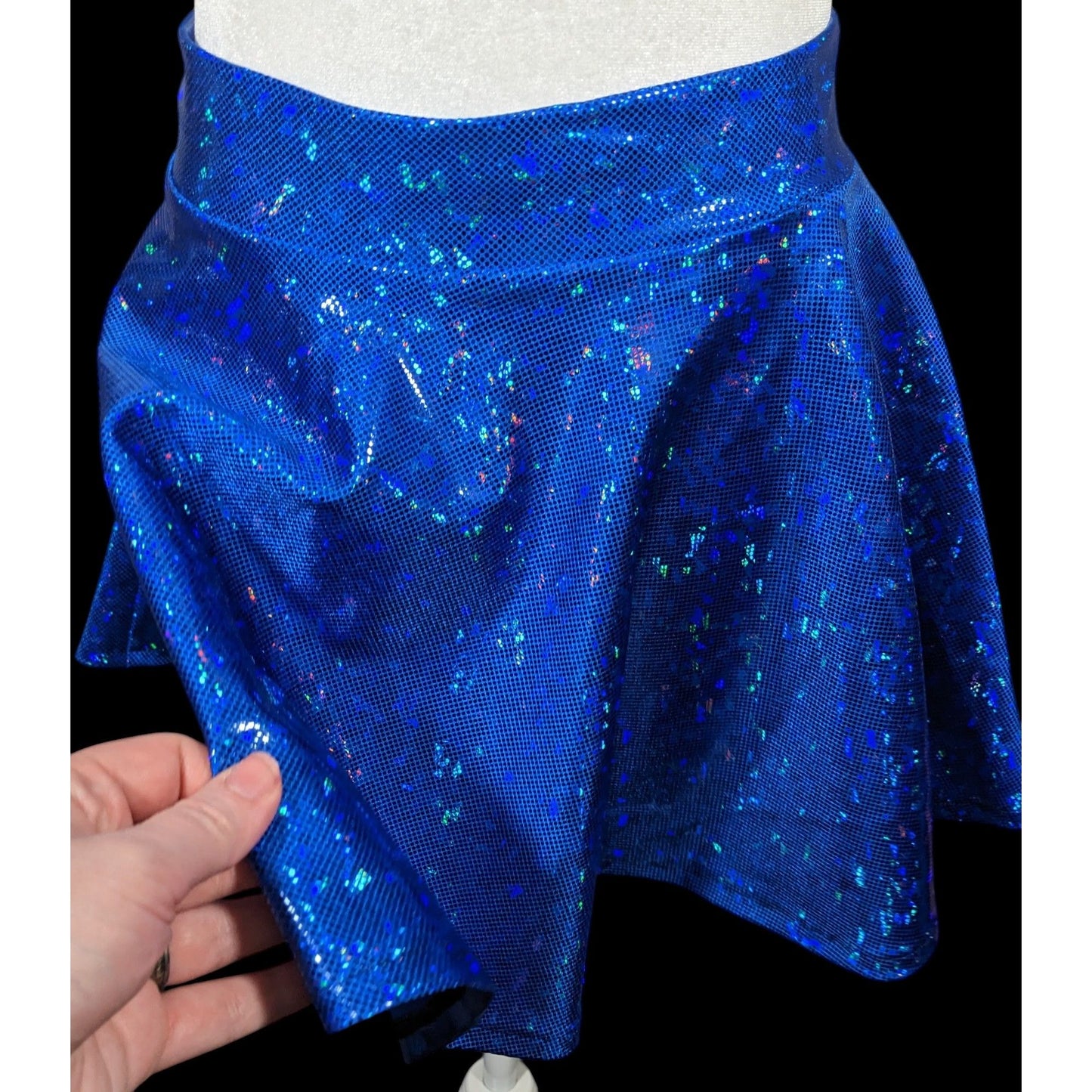 Piedmont Boutique San Francisco Holographic Blue Skater Skirt Size XS