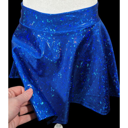 Piedmont Boutique San Francisco Holographic Blue Skater Skirt Size XS