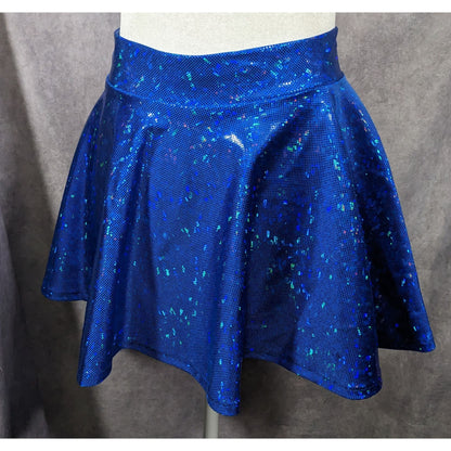 Piedmont Boutique San Francisco Holographic Blue Skater Skirt Size XS