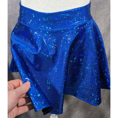 Piedmont Boutique San Francisco Holographic Blue Skater Skirt Size XS