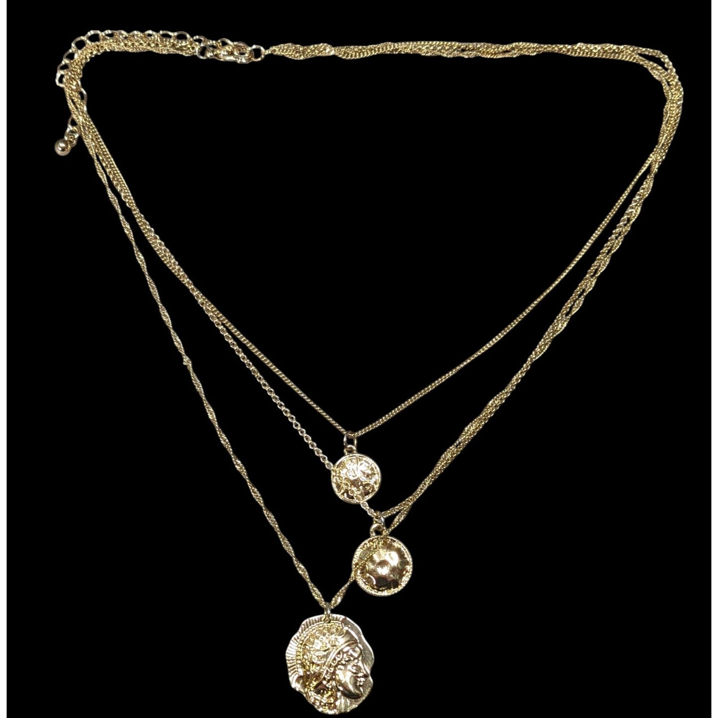 Elegant Layered Mini Medallion/Coin Gold Tone Necklace