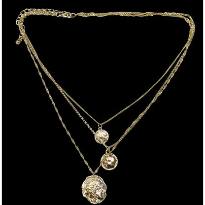 Elegant Layered Mini Medallion/Coin Gold Tone Necklace