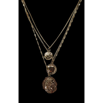 Elegant Layered Mini Medallion/Coin Gold Tone Necklace