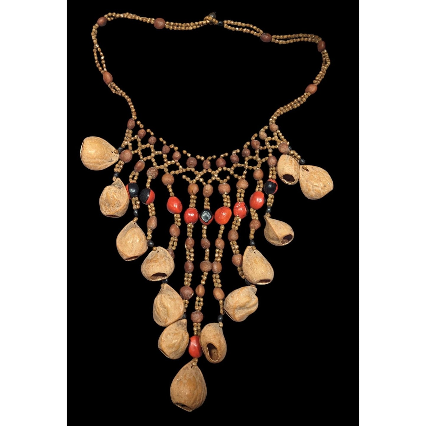 Vintage Bohemian Artisan Made Multi-Seed Necklace