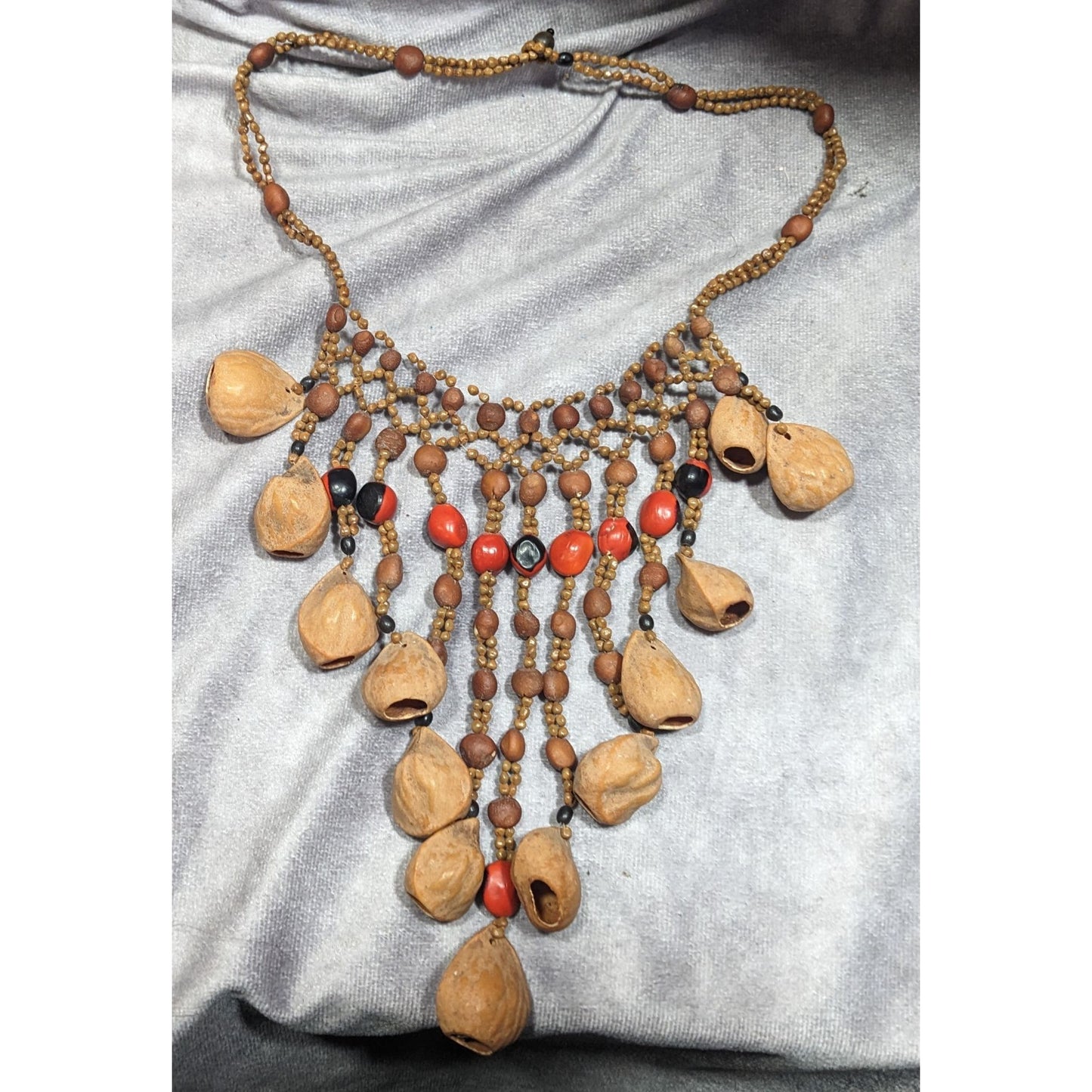 Vintage Bohemian Artisan Made Multi-Seed Necklace