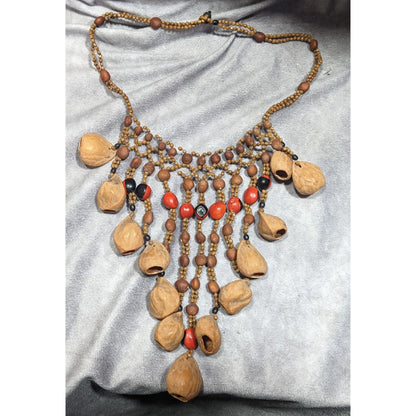 Vintage Bohemian Artisan Made Multi-Seed Necklace