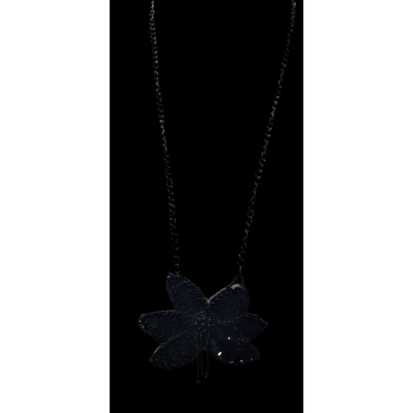 Gothic Floral Beaded Sequin Pendant Necklace