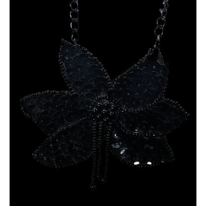 Gothic Floral Beaded Sequin Pendant Necklace