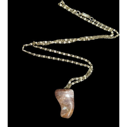 Vintage Tumbled Stone Pendant Necklace Marked Germany