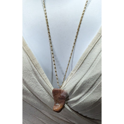 Vintage Tumbled Stone Pendant Necklace Marked Germany