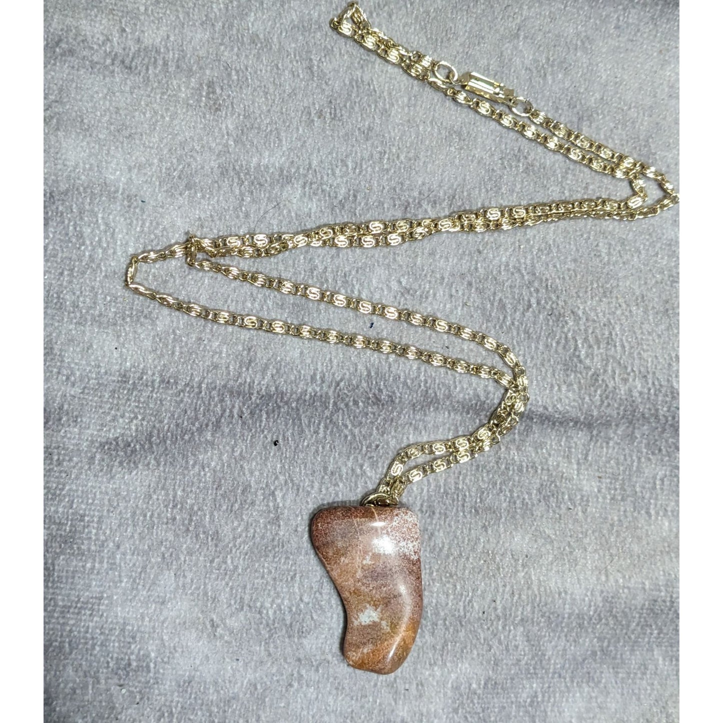 Vintage Tumbled Stone Pendant Necklace Marked Germany