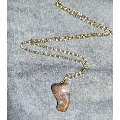 Vintage Tumbled Stone Pendant Necklace Marked Germany