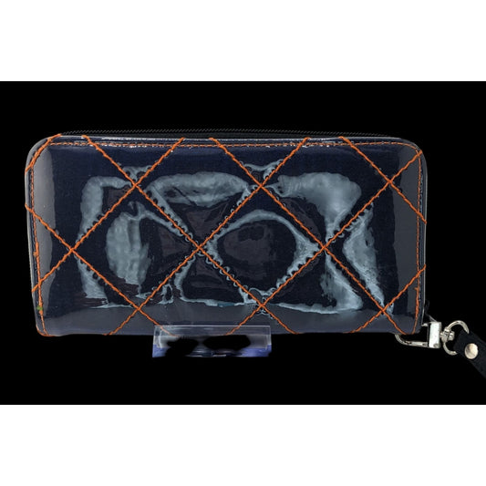 Vintage Fiorini Navy Shimmer Wallet With Orange Stitching & Green Interior