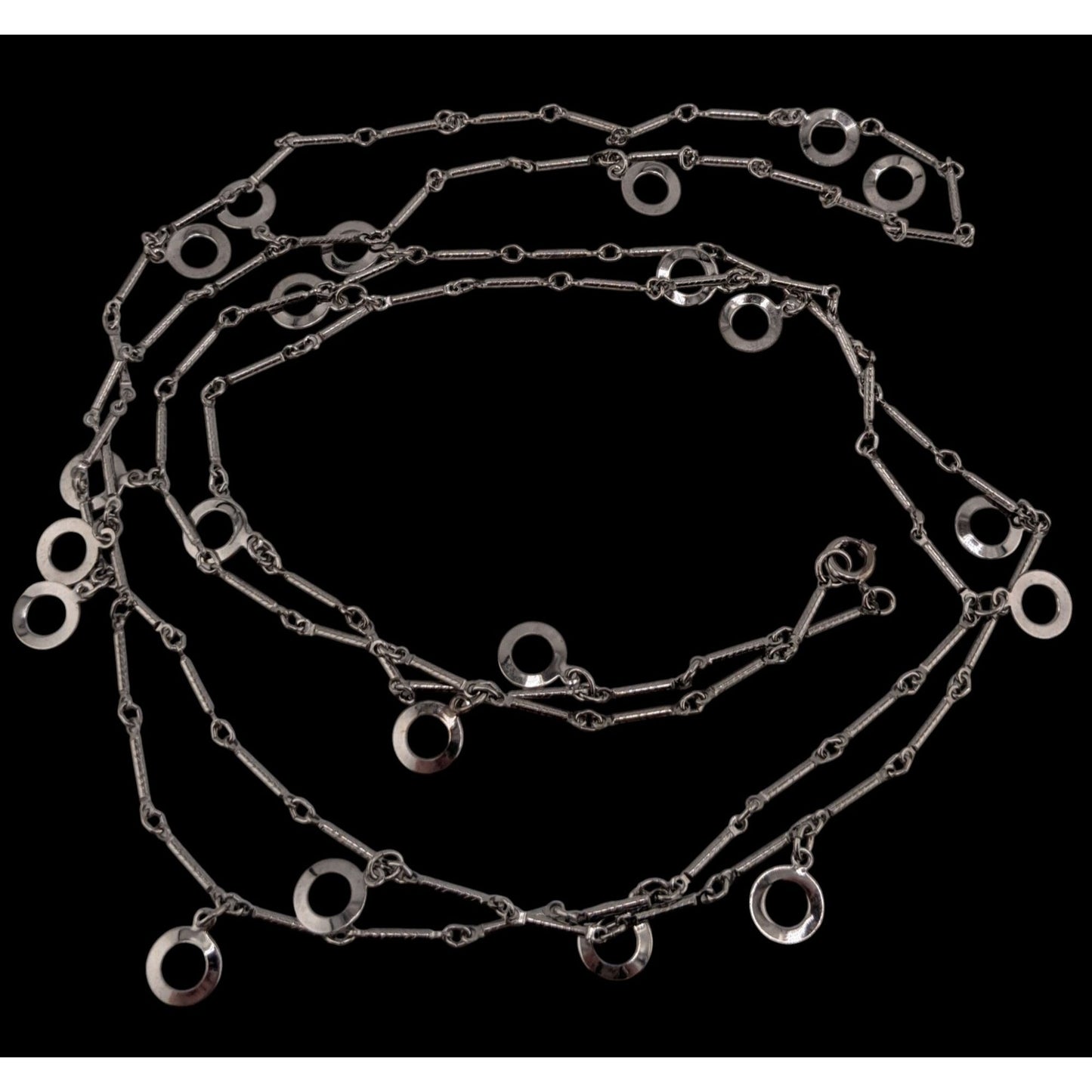 Modern Geometric Charm Silver-Tone Long Chain Necklace