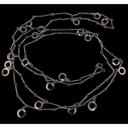 Modern Geometric Charm Silver-Tone Long Chain Necklace
