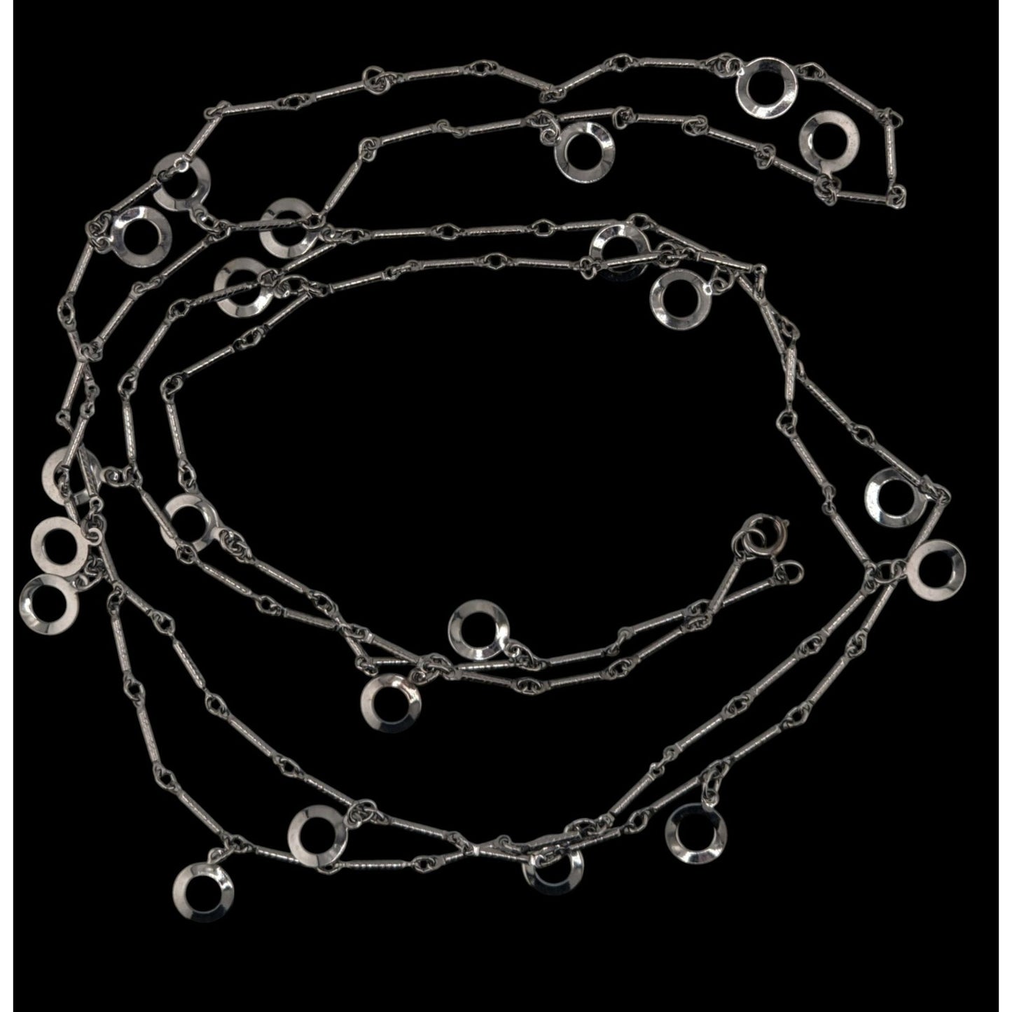 Modern Geometric Charm Silver-Tone Long Chain Necklace