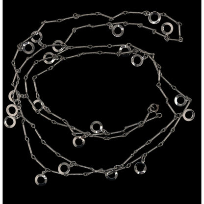 Modern Geometric Charm Silver-Tone Long Chain Necklace