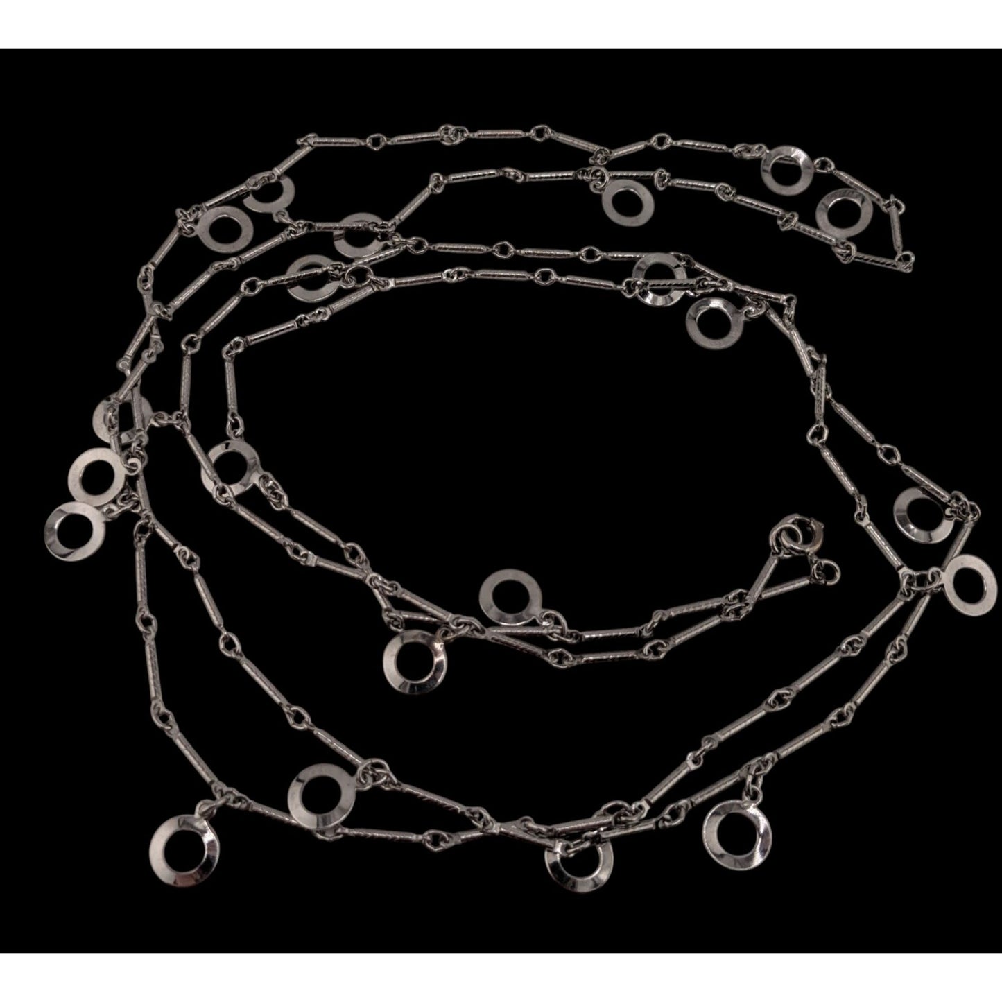 Modern Geometric Charm Silver-Tone Long Chain Necklace