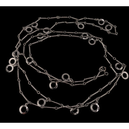 Modern Geometric Charm Silver-Tone Long Chain Necklace
