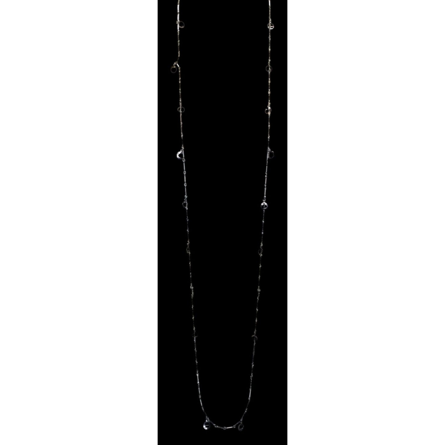 Modern Geometric Charm Silver-Tone Long Chain Necklace
