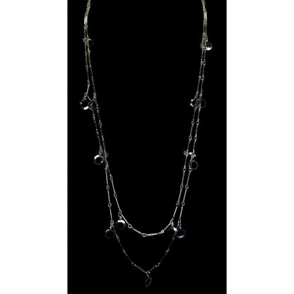 Modern Geometric Charm Silver-Tone Long Chain Necklace