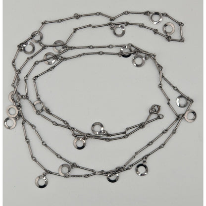 Modern Geometric Charm Silver-Tone Long Chain Necklace