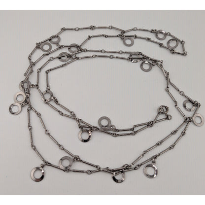 Modern Geometric Charm Silver-Tone Long Chain Necklace