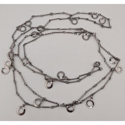 Modern Geometric Charm Silver-Tone Long Chain Necklace