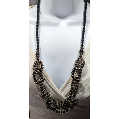 Vintage Glam Metal And Glass Beaded Loop Statement Necklace