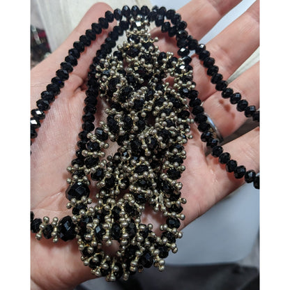 Vintage Glam Metal And Glass Beaded Loop Statement Necklace