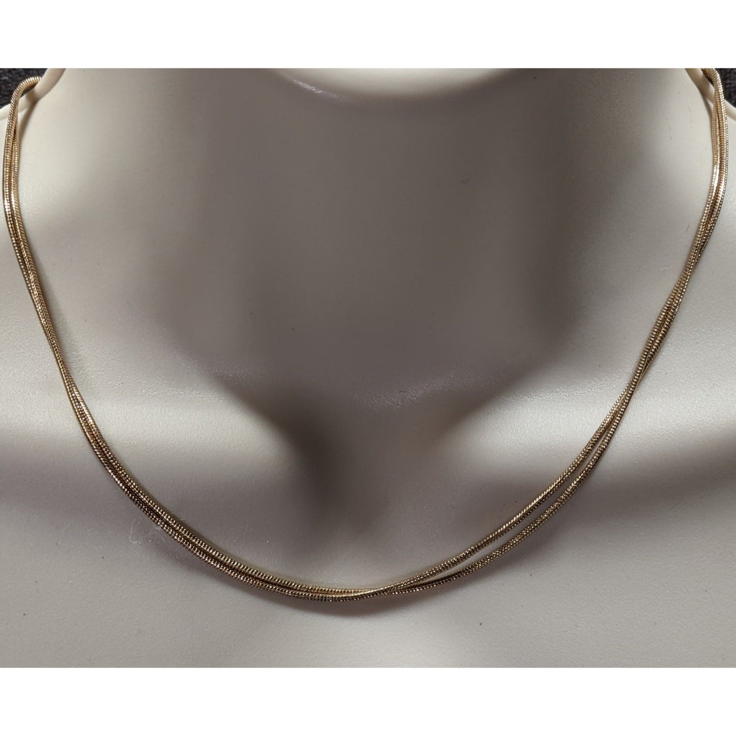 Trendy Elegant Gold Tone Snake Chain Double Strand Necklace