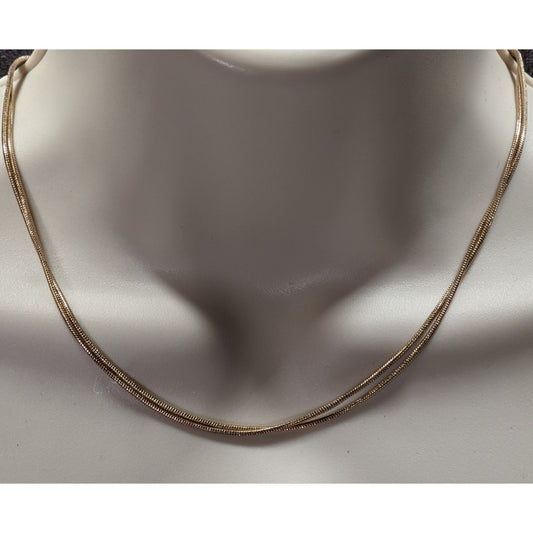 Trendy Elegant Gold Tone Snake Chain Double Strand Necklace