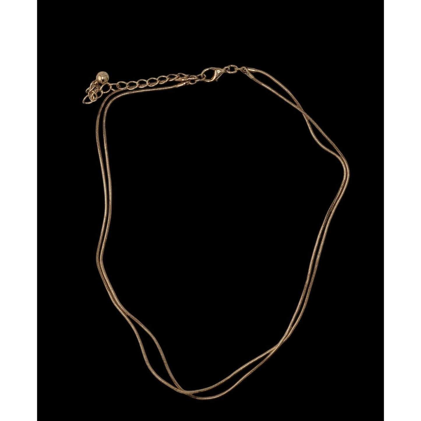 Trendy Elegant Gold Tone Snake Chain Double Strand Necklace