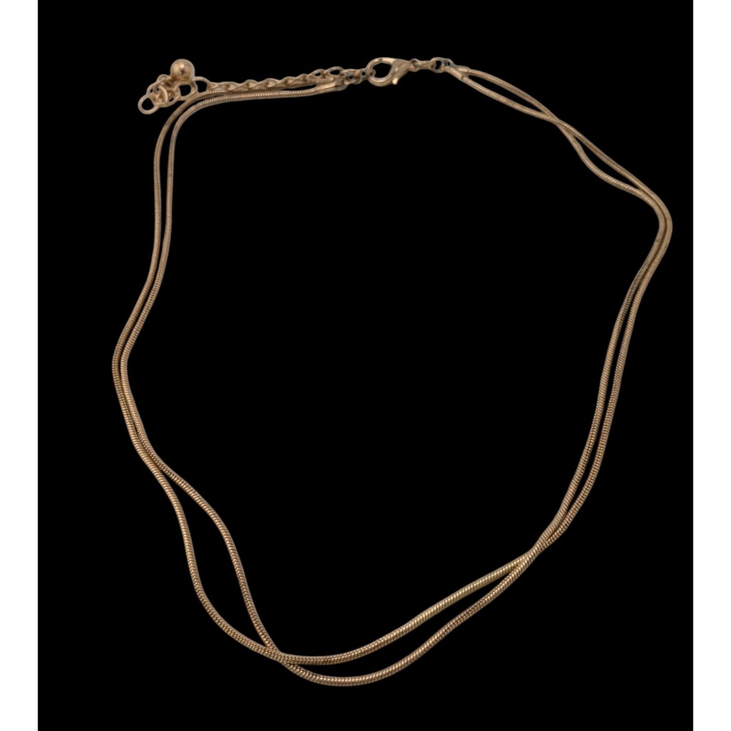 Trendy Elegant Gold Tone Snake Chain Double Strand Necklace