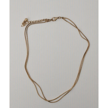 Trendy Elegant Gold Tone Snake Chain Double Strand Necklace