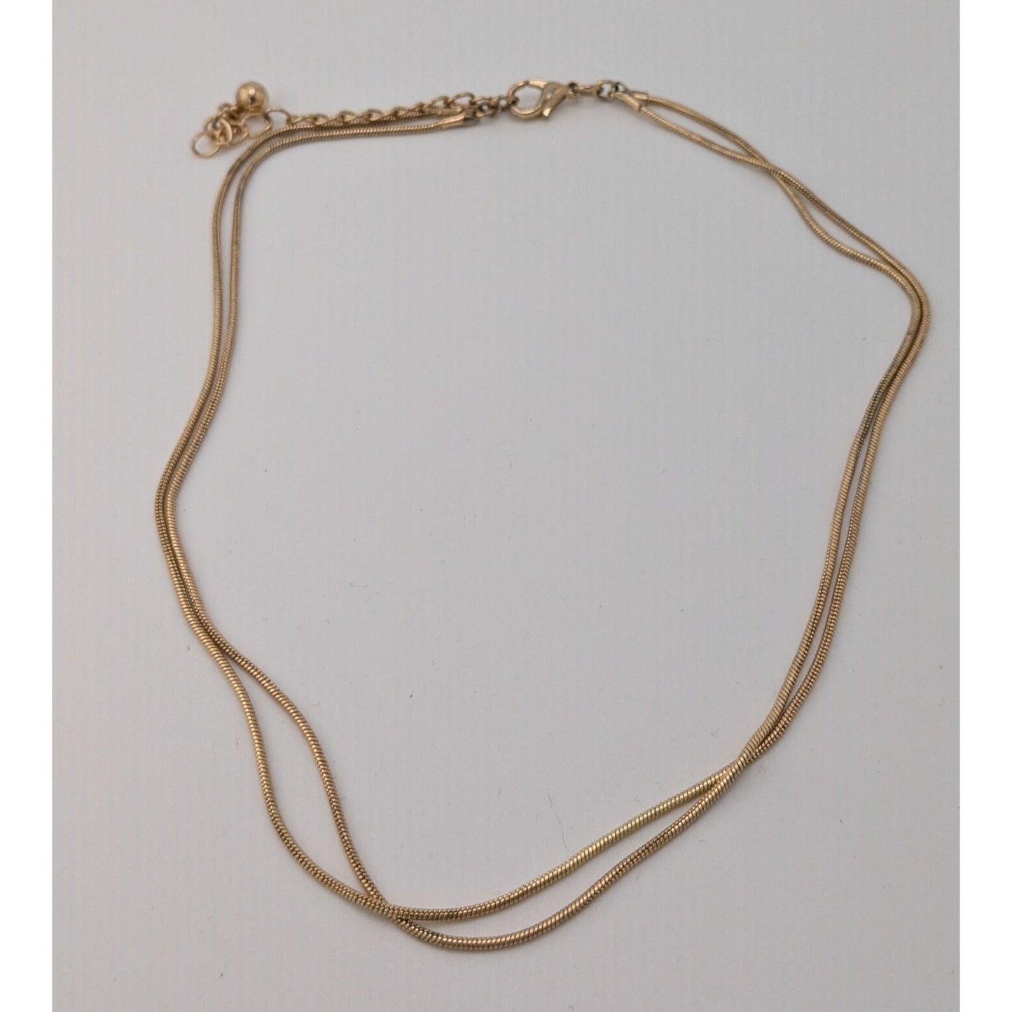 Trendy Elegant Gold Tone Snake Chain Double Strand Necklace