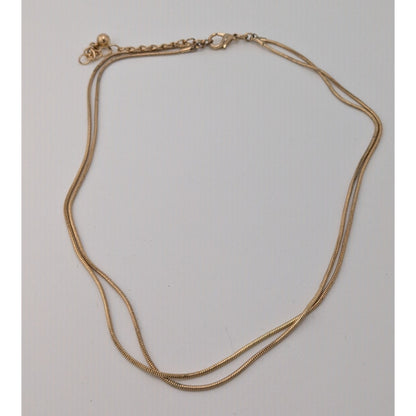 Trendy Elegant Gold Tone Snake Chain Double Strand Necklace