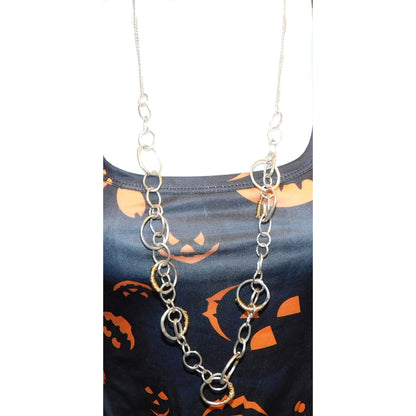 Wrapped Circle Geometric Silver And Gold Tone Link Necklace