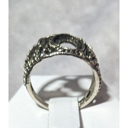 Floral Filigree Silver Tone Ring Setting Size 7 3/4