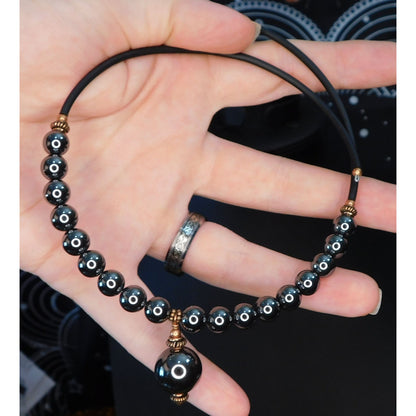 Elegant Gothic Hematite Coil Choker Necklace