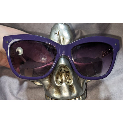 Purple Gold Chain-Accent Sunglasses With UV 400 Protection Cream Arms