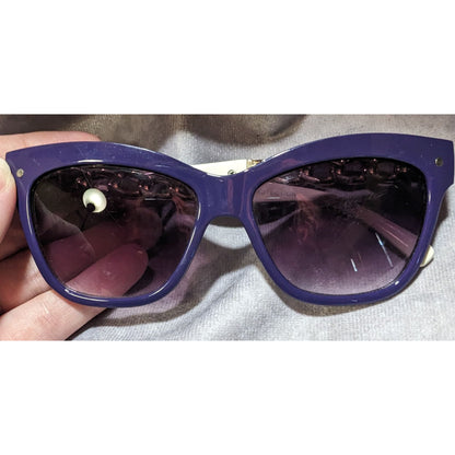 Purple Gold Chain-Accent Sunglasses With UV 400 Protection Cream Arms