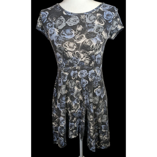 Epic Threads Gothic Floral Blue And Grey Kids Dress