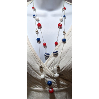 Patriotic Bubblegum Bead Necklace