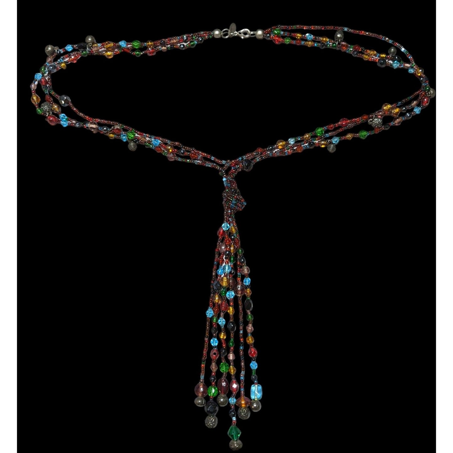 Chico's Bohemian Rainbow Glass Necklace